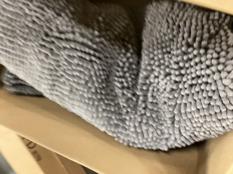Condition photo showing Good Condition for muddy mat® original dog door mat for muddy paws, super absorbent microfiber, non-slip washable pet rug, quick dry chenille entryway carpet, machine washable indoor outdoor mat, grey 24"x120" 24" x 120" grey