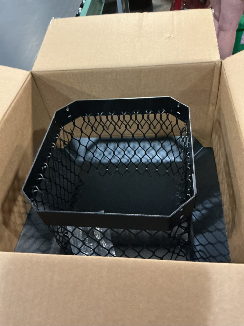 Condition photo showing Good Condition for shelter 9-in w x 9-in l black galvanized steel square chimney cap