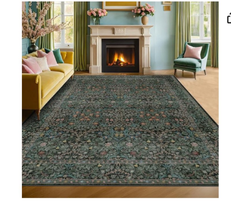 10 x 12 ft Dark Green Washable Rug for Living Room, Extra Large Rug for Dining Room Under Table, Bedroom, Soft Low Pile Rug, Non-Slip, Durable