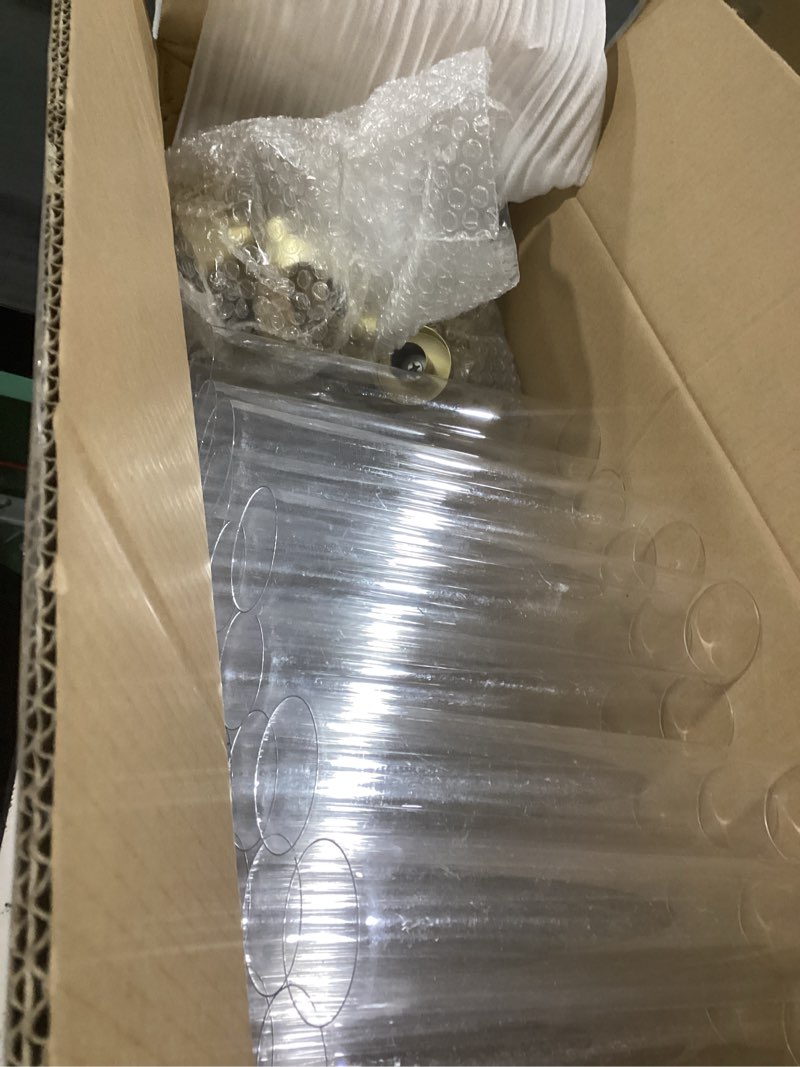 Condition photo showing Good Condition for 10PCS Gold Floor Candelabra,5 Arm Candle Holder Tall Floor Candle Holder with Acrylic Lampshade for Wedding Table Birthday Party Home Decoration Fit LED Taper Candles Gold 10pcs