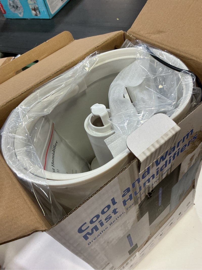 Condition photo showing Good Condition for 6l humidifiers for bedroom large room home, cool and warm humidifier for baby and plants mist top fill desk humidifiers essential oil diffuser, quiet with adjustable mist,360°nozzle-white 6l d-white