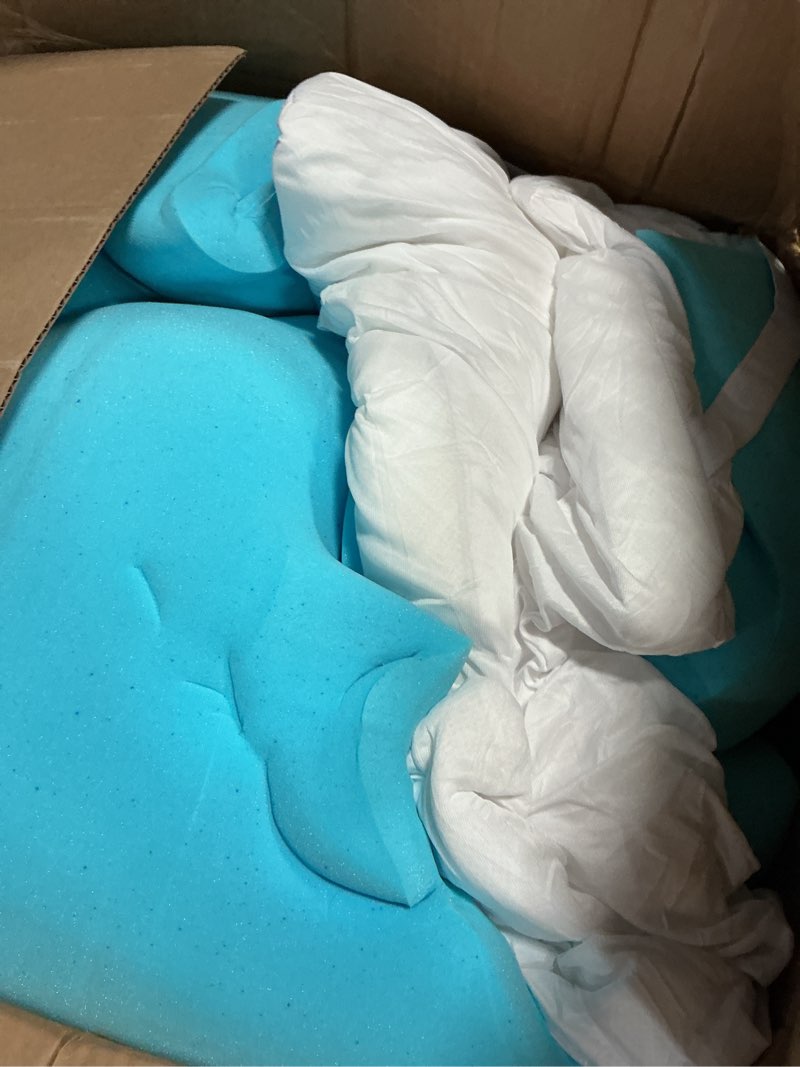 Condition photo showing As Is for dual layer 4 inch memory foam mattress topper for pressure relief with 4x support, 2" fluffy pillow top queen mattress topper 50% viscose made from bamboo plus 2" cooling gel memory foam mattress pad