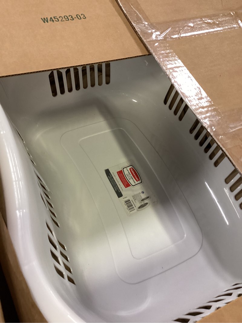 Condition photo showing Good Condition for rubbermaid laundry basket xl hip-hugger basket 2.1-bushel white laundry storage/bathroom/bedroom/home closet 2.1 bushel xl hip-hugger basket