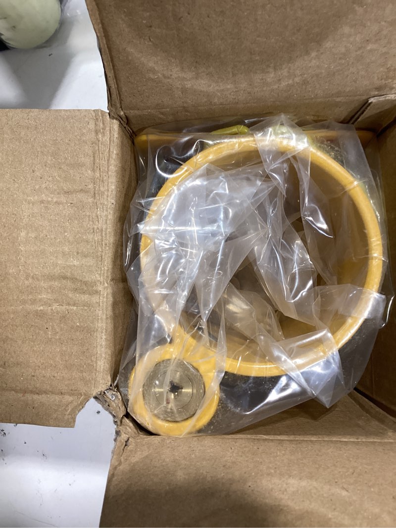 Condition photo showing Good Condition for byern auto 5th wheel king pin lock, heavy duty king pin lock with anti-theft warning tag & 2 keys, fifth wheel hitch lock for rvs, semi trailers and campers (yellow)