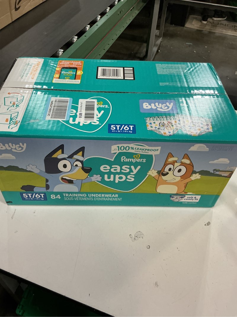 Condition photo showing New/Like New for pampers training pants - easy ups boys & girls bluey - size 5t-6t, 84 count, children's potty underwear (packaging may vary) 5t-6t 84