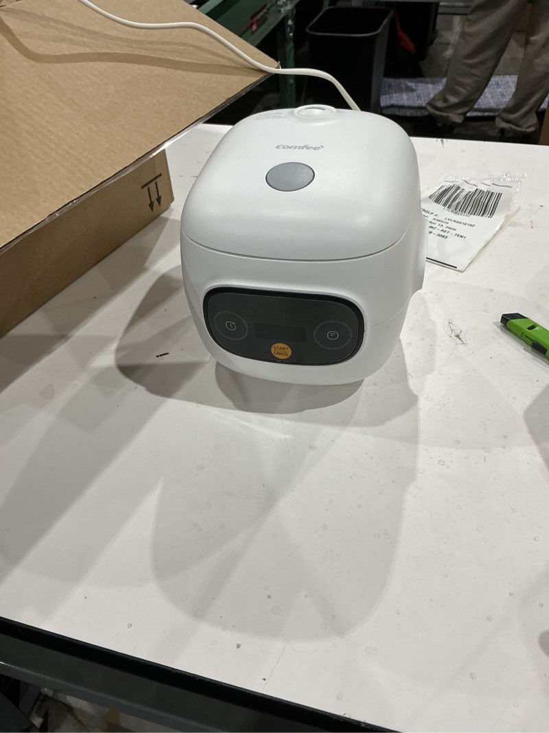 Condition photo showing Good Condition for comfee' mini rice cooker 4 cups cooked/2 cups uncooked, portable non-stick rice maker, 24 hours timer delay, 6 functions, fast cooker, brown rice, oatmeal, white 2 cups_electronic white