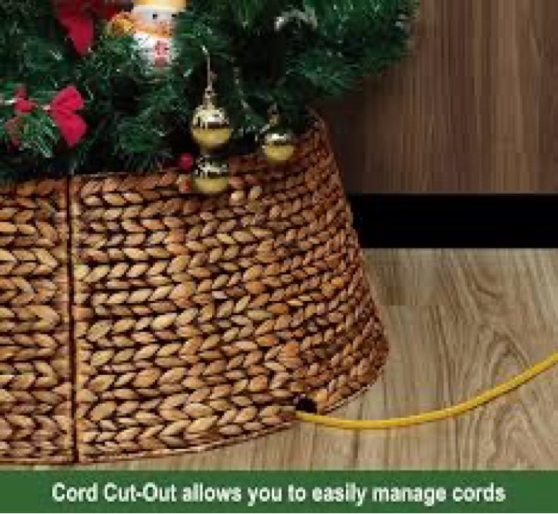 CENBOSS Rattan Christmas Tree Collar, Wicker Tree Skirt & Stand Base Cover (Brown Wash, 36 inch)