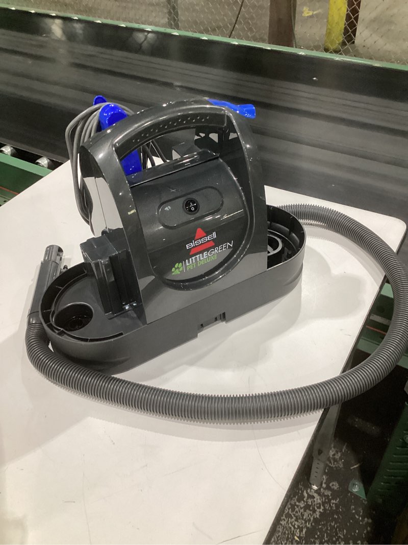 Condition photo showing As Is for (incomplete parts, not tested)bissell little green pet deluxe portable carpet cleaner and car/auto detailer, 3353, gray/blue little green deluxe