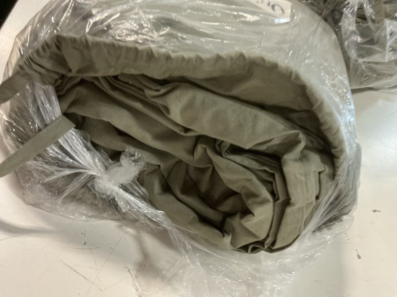 Condition photo showing Good Condition for organic crisp percale duvet cover set, king/cal king, dried sage