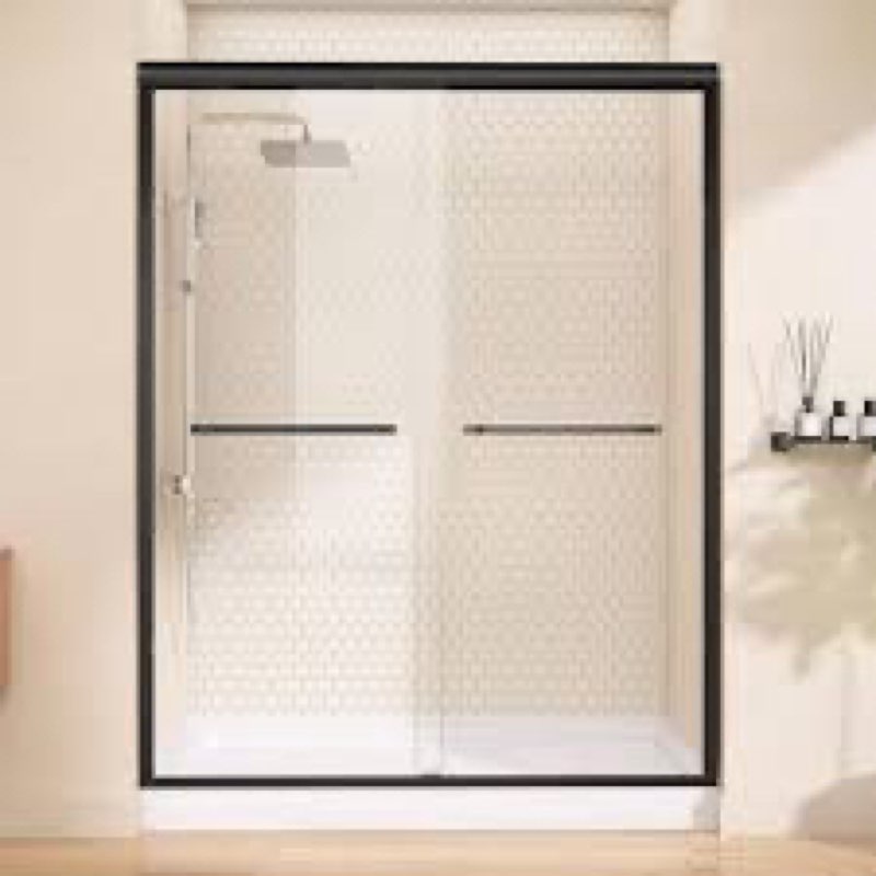 GETPRO Shower Door Double Sliding 56-60 in. W x 75 in. H Glass Shower Doors Semi-Frameless Bypass Gl