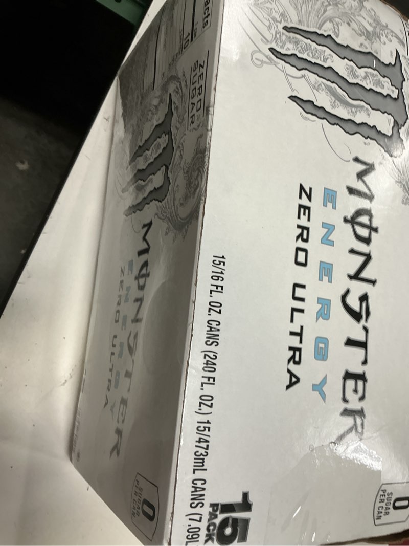 Condition photo showing New/Like New for (uknown expiartion )  monster energy zero ultra, sugar free energy drink, 16 ounce | pack of 15 zero ultra 16 fl oz (pack of 15)