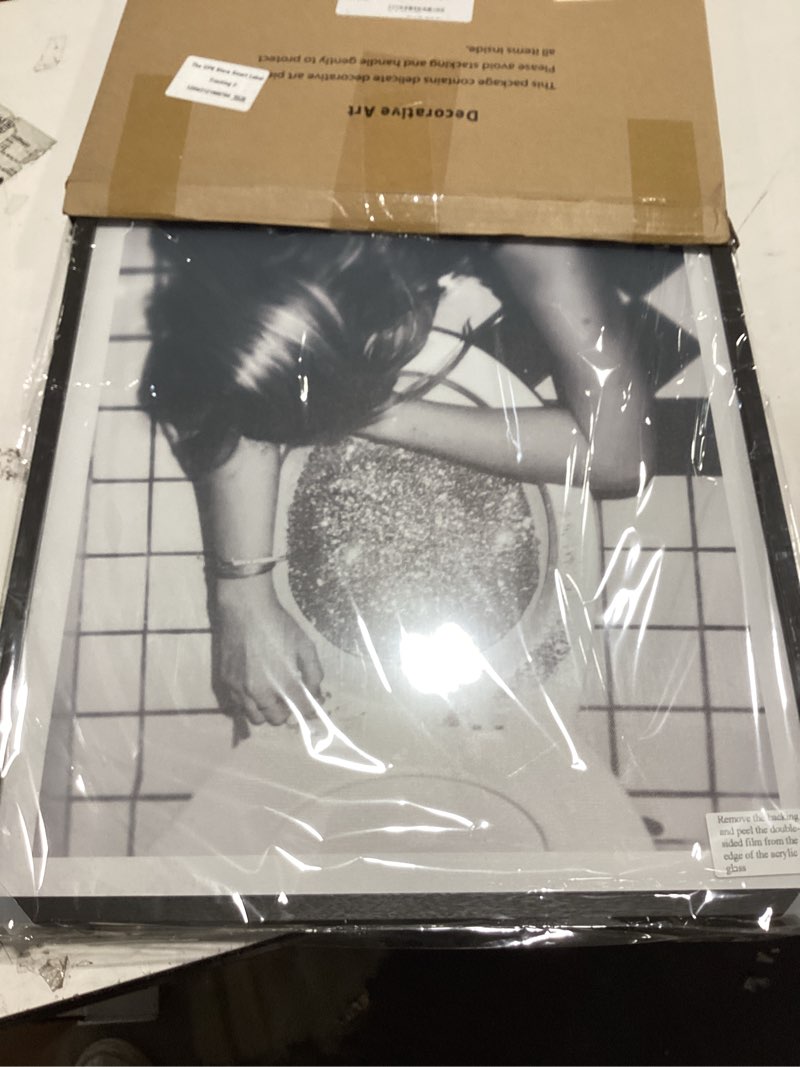 Condition photo showing Good Condition for ecohest 12x16in black solid oak wood framed wall art, trendy newspaper magazine bad vibes don't go with my outfit disco bar canvas wall art, preppy retro decor for bedroom living room, 1pack black framed bad 16"l x 12"w