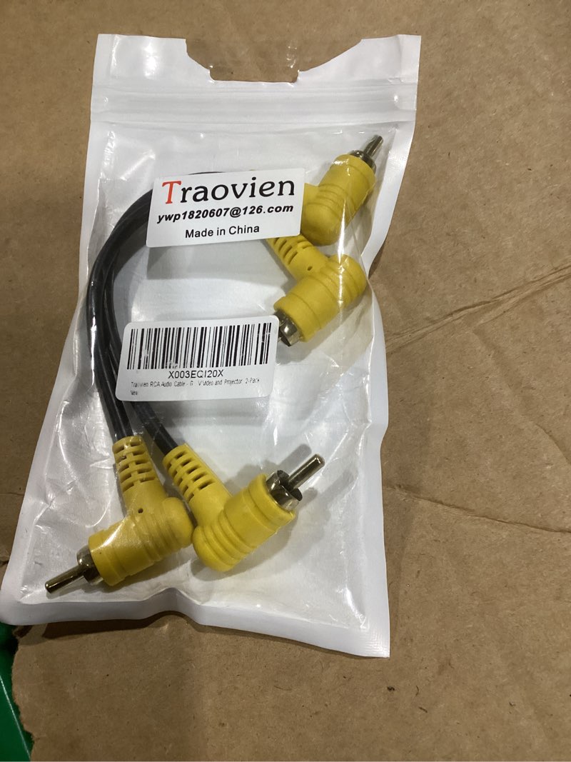 Condition photo showing Good Condition for RCA Audio Cable, 2PCS Gold-Plated RCA Male to Male Extension Lotus AV Video Cable Projector Cable Audio Cord -5 Inch Yellow(RCA M Straight/M Bend) 15cm RCA male straight to male bend 2PCS