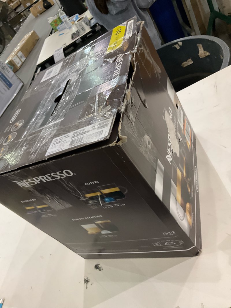 Condition photo showing As Is for Nespresso Vertuo Coffee and Espresso Maker by De'Longhi, Piano Black with Aeroccino Milk Frother Machine + Frother Black