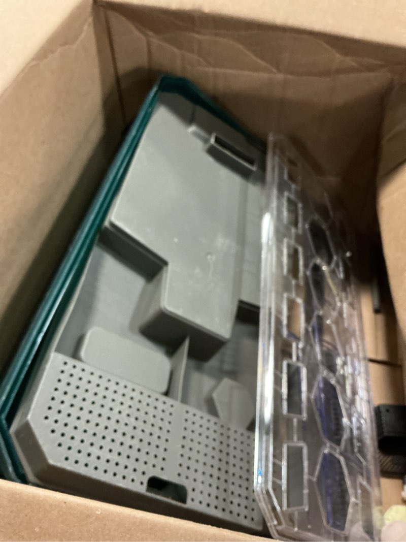 Condition photo showing As Is for turtle habitat spacious turtle tank kit with rain shower filter spa & easy drain - perfect for baby turtles, red eared sliders tortoises green, 18.2×9.2×8 inch green 18.2×9.2×8 inch