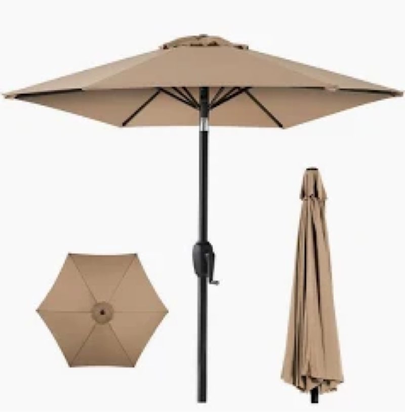jearey 9ft outdoor patio umbrella outdoor table umbrella with push button tilt and crank, market umb