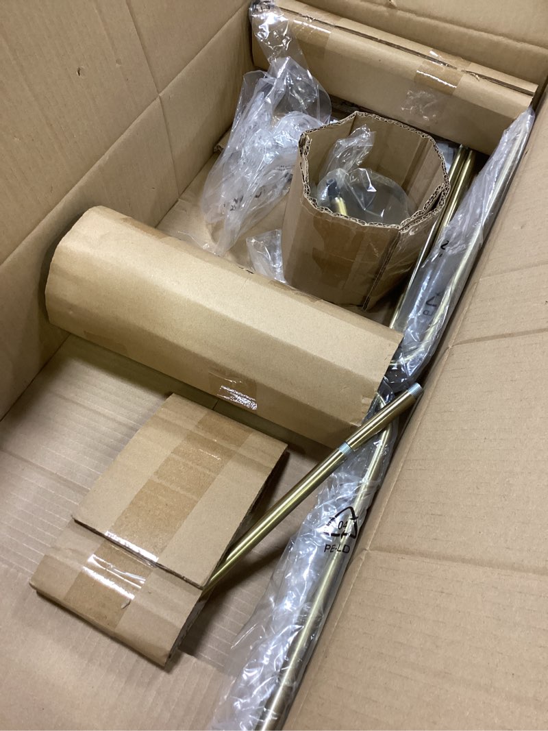 Condition photo showing As Is for Lynnoland 8-Light Farmhouse Chandelier for Dining Room Lighting Fixtures Hanging, Brass Dining Light Fixtures Industrial Chandelier for Bedroom, Foyer, Hall, Kitchen, Living Room and Entryway Brass (No assembly light fixture) 8-Light