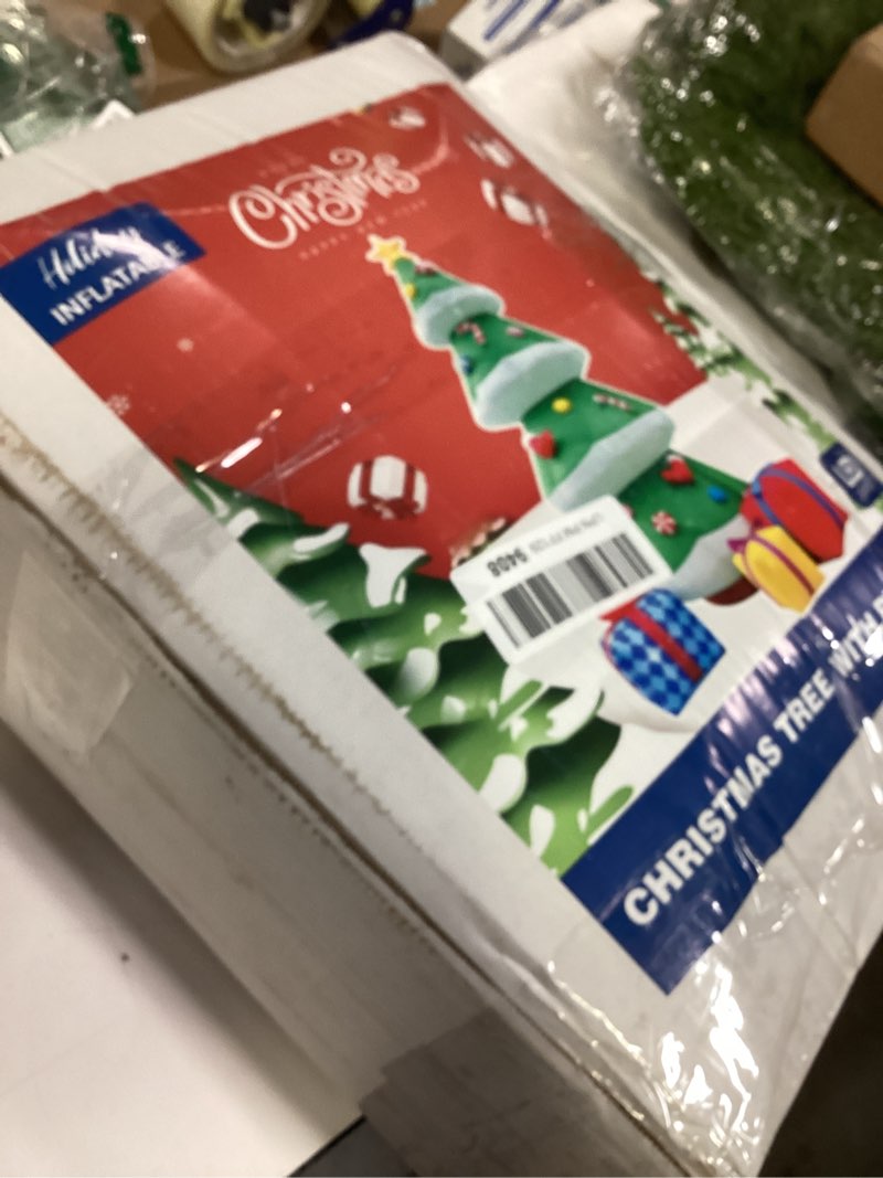 Condition photo showing As Is for 12 FT Pink Christmas Tree Inflatables Outdoor Decorations, Blow Up Candy-Themed Xmas Tree with Rotating Projection for Garden Lawn Holiday Decor 12 FT Xmas Tree