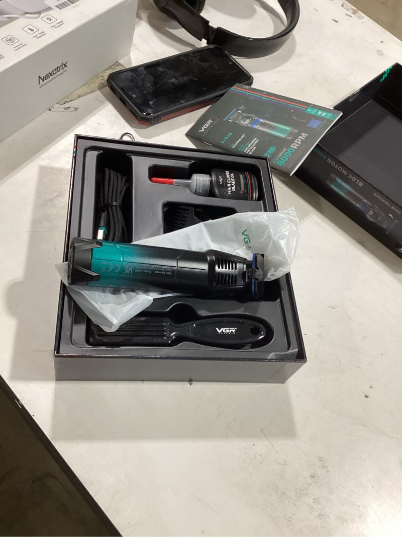 Condition photo showing As Is for vgr 946 hair trimmer for men, professional beard trimmer for men with blue ceramic blade & cooling button, 8000rpm bldc motor barber clippers, cordless mens hair clippers with led display