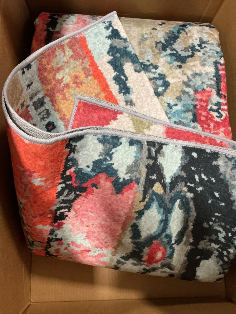 Condition photo showing Good Condition for 7x9 Area Rug for Living Room,Non Slip Washable Colorful Abstract Coral Blue Red Boho 9x7 Rugs for Bedroom,7 by 9 FT Multicolor Bohemian Dining Room Carpet,Modern Southwestern Tribal Office Desk Mat Inspire Graffiti 7' x 9' (Rectangular)