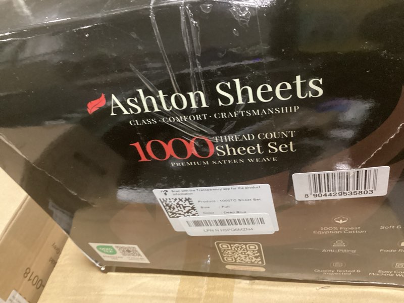 Ashton Sheets 100% Egyptian Cotton Sheets Full Size - High Thread Count 4 PC Deep Pocket Full Size B