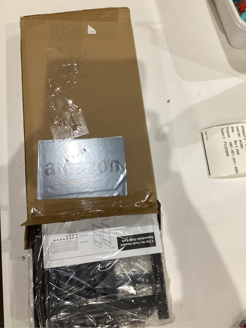 Condition photo showing New/Like New for Gonfoam 3-Tier Expandable Shoe Rack,Adjustable Shoe Shelf Storage Organizer Heavy Duty Metal Free Standing Shoe Rack for Entryway Closet Doorway (Black) Black 3 Tier