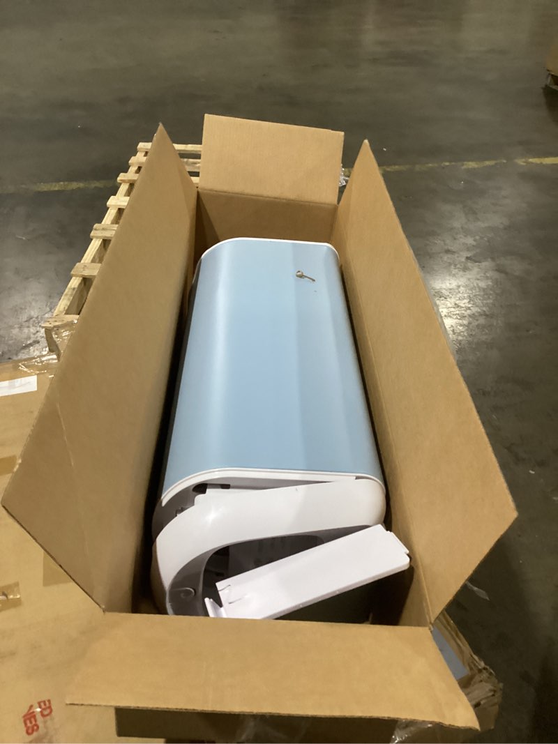 Condition photo showing New/Like New for Diaper Genie Platinum Pail (Glacial Blue) is Made in Durable Stainless Steel and Includes 1 Easy Roll Refill with 18 Bags That can Last up to 5 Months.