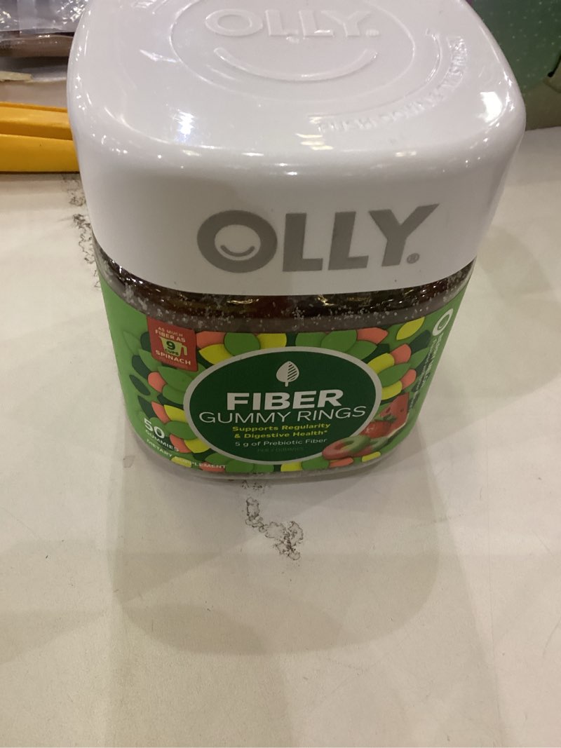 Condition photo showing New/Like New for OLLY Fiber Gummy Rings, 5g Prebiotic Fiber, FOS (Fructo-oligosaccharides), Digestive Support, Berry Melon 50ct 50 Count (Pack of 1)