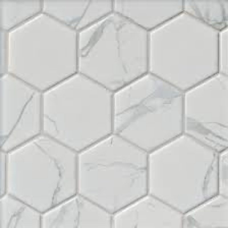 Carrara Hexagon 11" X 13" Matte Porcelain Mosaic Floor And Wall Tile