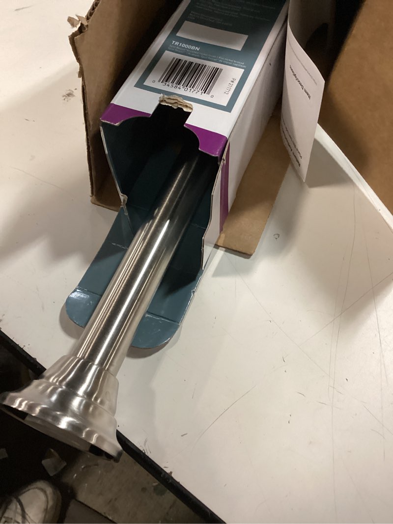 Condition photo showing Good Condition for Moen Straight Adjustable Mounted Shower Curtain Rod for Bathroom, Brushed Nickel Finish, TR1000BN Brushed Nickel Animal Print