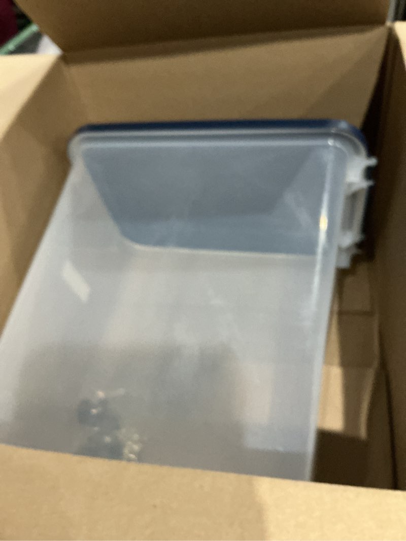 Condition photo showing Good Condition for iris usa airtight dog food storage container, up to 30 lbs, attachable wheels, for dog cat bird and other pet food storage bin, keep fresh, easy mobility, bpa free, navy