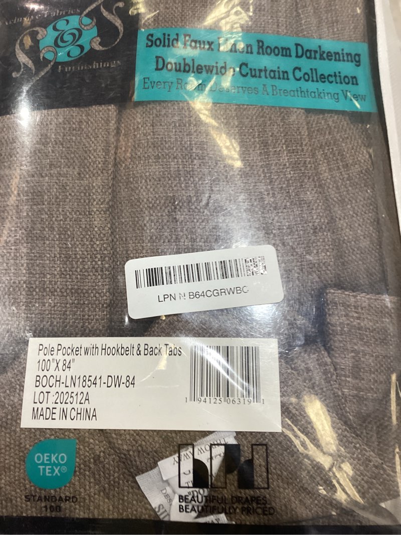 Condition photo showing Good Condition for HPD Half Price Drapes - Faux Linen Curtains for Living Room (1 Panel) - 100W x 84L - Extra Wide Textured Room Darkening Curtains for Bedroom 84 Inches Long - Drapes for Home Decor, Dutch Cocoa Dutch Cocoa 100"W x 84"L (Pack of 1)