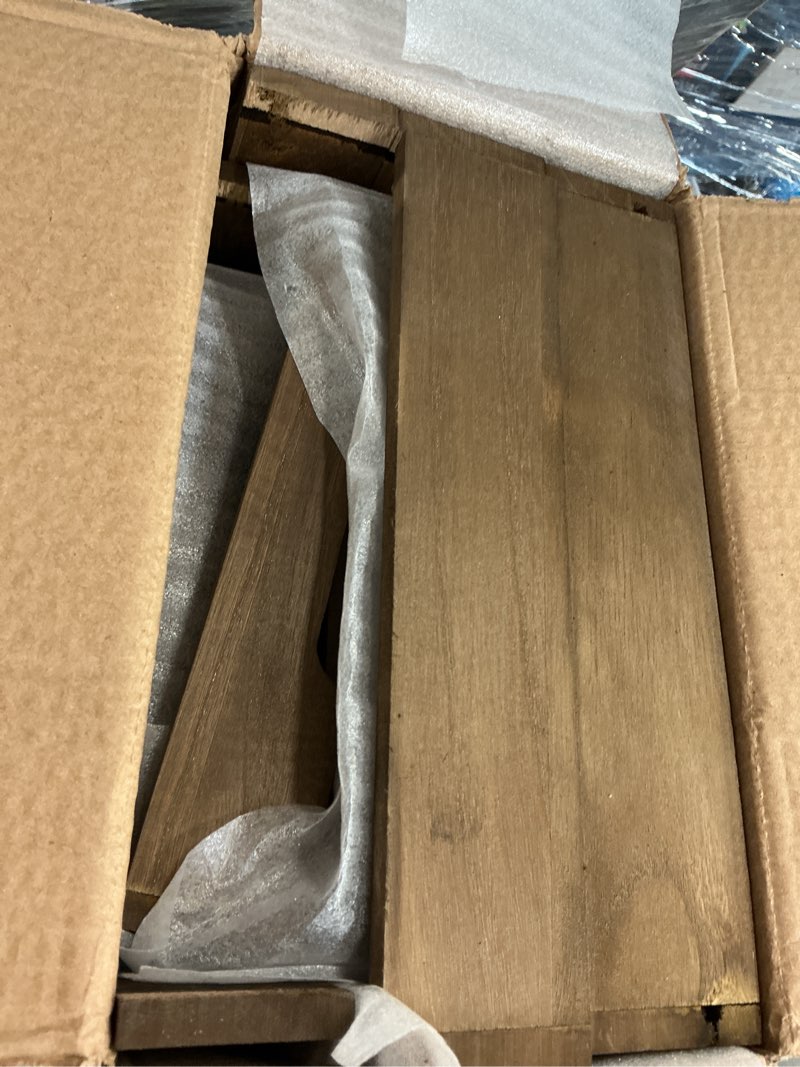 Condition photo showing As Is for wooden crates for storage and display - set of 3 heavy duty nesting wood crates, rustic farmhouse decorative storage boxes for shelves, pantry & home organization (l/m/s)