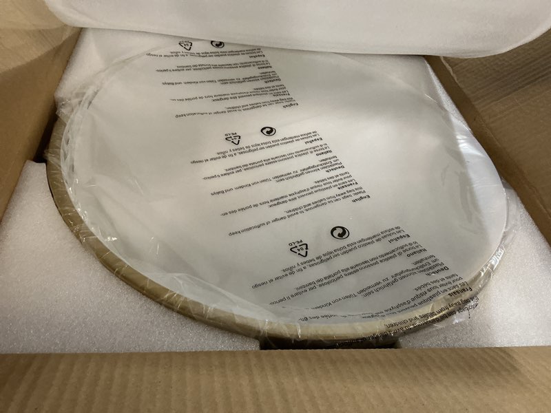 Condition photo showing New/Like New for large gold flush mount ceiling light, 18 inch oversized close to lighting fixtures, minimalist modern style round lamp for living room, bedroom, kitchen island (e12, 4-light) gold 18.1in gold
