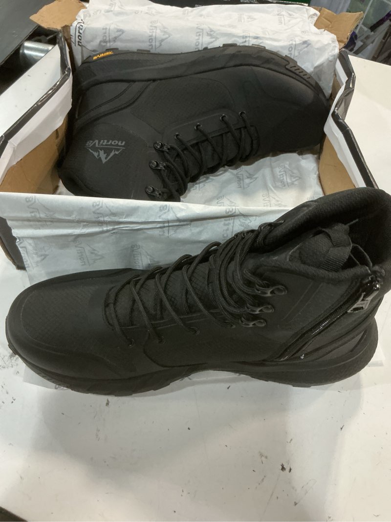 Condition photo showing New/Like New for nortiv 8 men's military tactical boot lightweight comfortable boots for work all day side zipper motorcycle combat hiking boots metrostrike(8-9 inches) 11 black