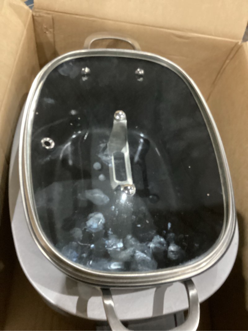 Condition photo showing As Is for Ninja MC1001 Foodi PossibleCooker PRO 8.5 Quart Multi-Cooker, with 8-in-1 Slow Cooker, Dutch Oven, Steamer, Glass Lid Integrated Spoon, Nonstick, Oven Safe Pot to 500°F, Sea Salt Gray