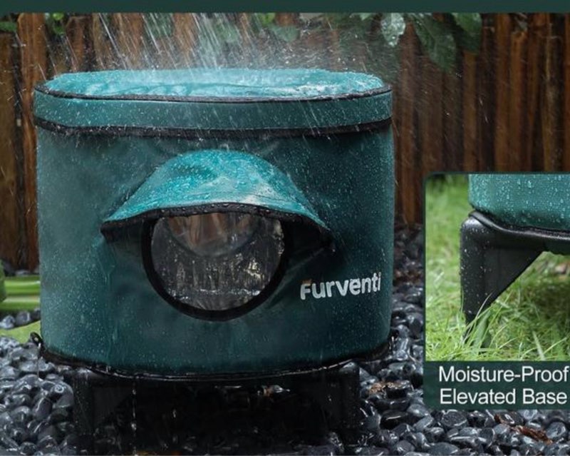 Indestructible Heated Cat House for Outside Winter, 100% Waterproof, Safe Escape Door, Insulated Outdoor Cat Shelter with Heater for Feral Barn Cat Kitty (Forest Green, 26\"x16\"x18\") Forest Green 26\"x16\"x18\"