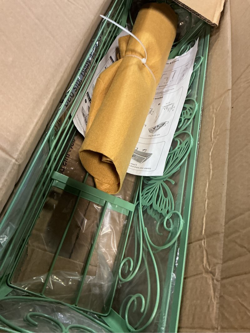 Condition photo showing Good Condition for 2 pack 24 inch window boxes planter railing planters box with adjustable brackets for porch deck balcony hanging butterfly decorative flower baskets & non-woven fabric liner for outdoor plants - green green 24 inch - 2 pack