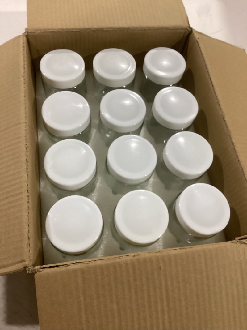 Condition photo showing Good Condition for 12 pack glass mason jars, 8 oz regular mouth small glass canning jars storage containers with airtight lids for jelly, jam, honey, beans, pickles, spice, yogurt, food storage