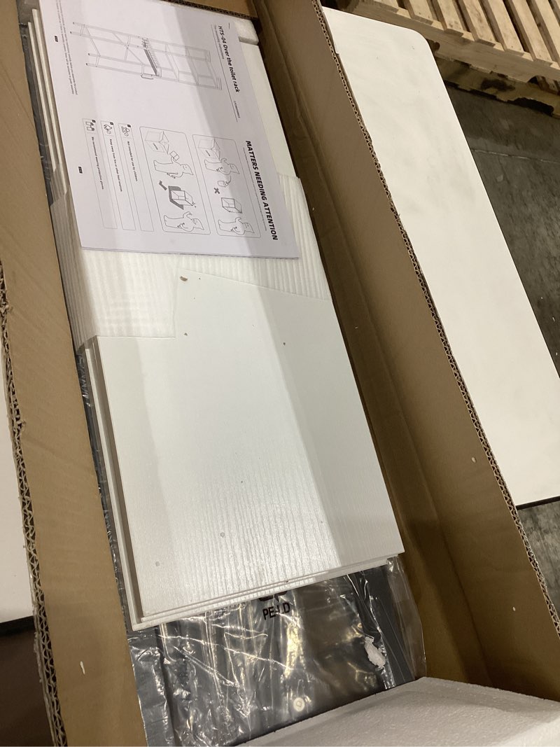 Condition photo showing Good Condition for over-the-toilet storage rack, 4-tier bathroom organizer shelf over toilet with adjustable shelf and basket, freestanding space saver bathroom shelves above toilet for room (gray- white)