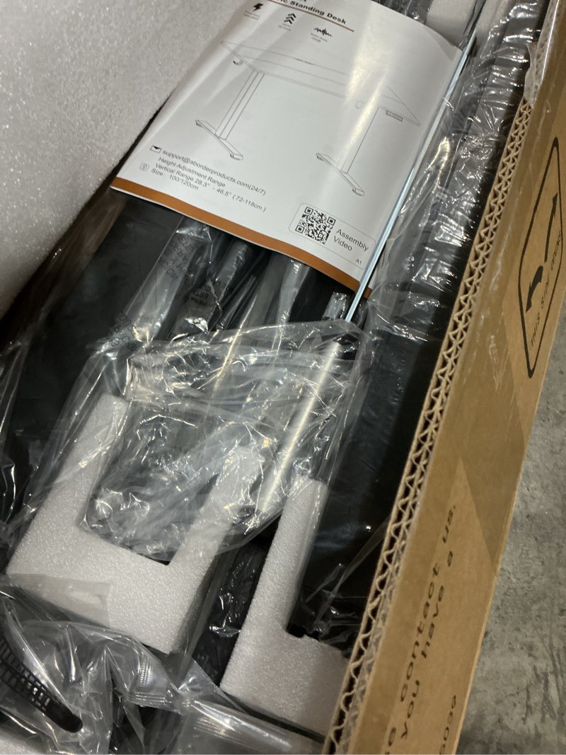 Condition photo showing New/Like New for Veken 47.2" Standing Desk, Adjustable Height Office Desk with Wood Desktop, Computer Table for Home Work, Study and Gaming, Small Spaces, Modern Furniture, Black 47.2 Inch Cyber Black