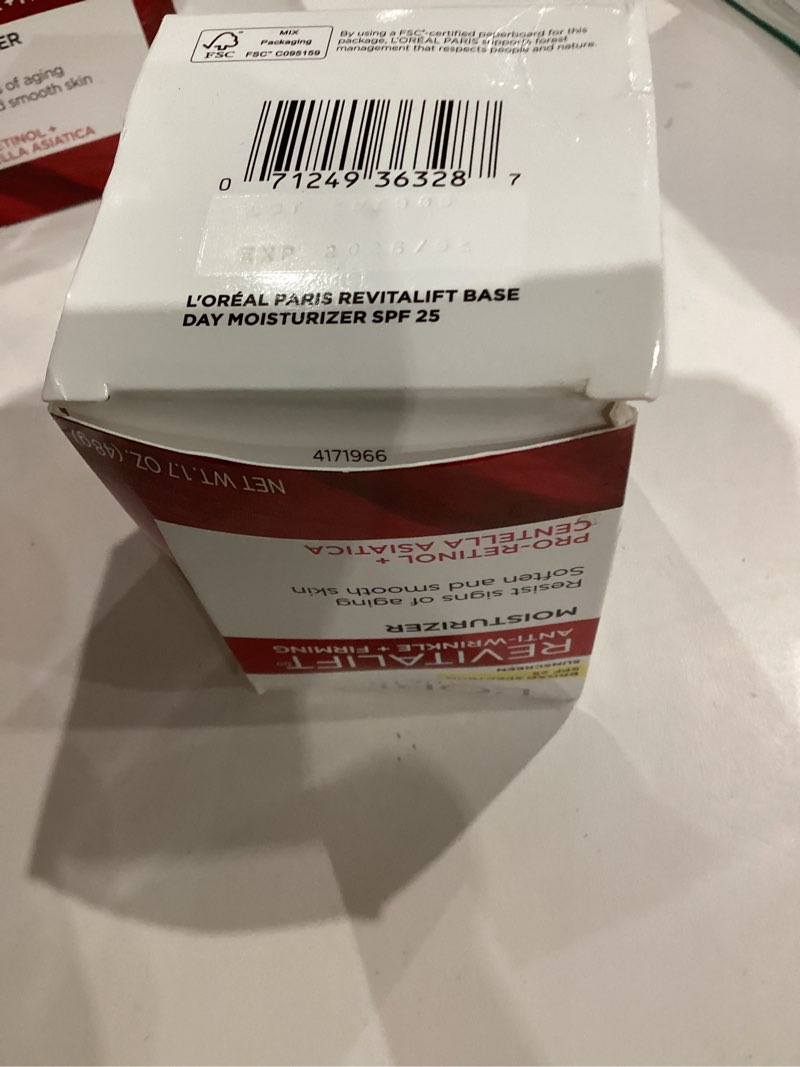 Condition photo showing New/Like New for L'Oréal Paris Revitalift Anti-Wrinkle and Firming Face Moisturizer with SPF 25, Pro-Retinol and Centella Asiatica, Paraben Free, 1.7 oz (Packaging may vary)