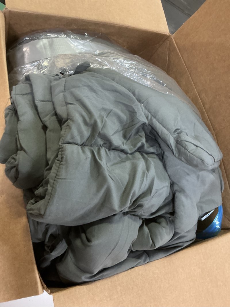 Condition photo showing As Is for SLEEP-NEST Oversized King Comforter 132 x 120 Inch Hotel Luxury Weighted Down Alternative Pinch Pleat 1 Piece Comforter with 8 Tabs/Loops 400 GSM-Box Stitched Extra Large Breathable - Dark Grey Extra Large Oversized King (132" x 120") Dark Grey Solid