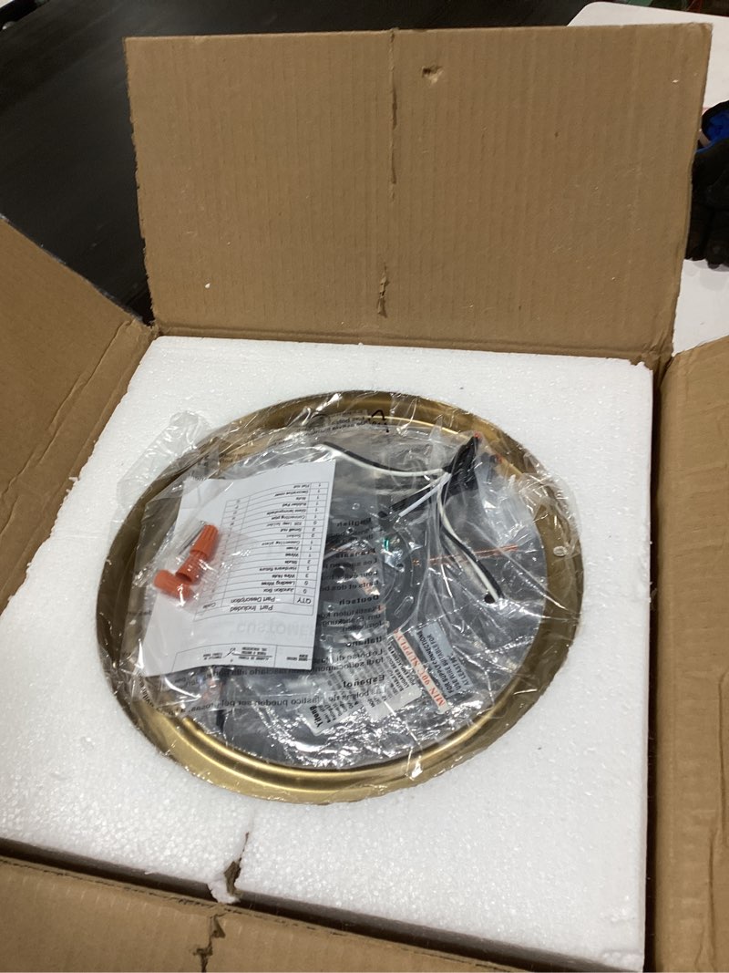 Condition photo showing New/Like New for Darkaway Large Ceiling Light Fixtures 3-Ight Flush Mount Indoor Outdoor Ceiling Light with Seeded Glass Shade for Hallway Kitchen Bedroom Porch Living Room Dining Room Gold Finish Gold 13.38inch