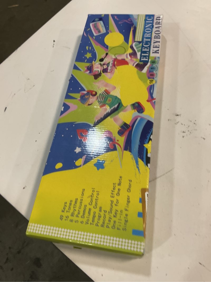 Condition photo showing New/Like New for 49 key piano keyboard for kids music toys ages 3-5 electronic keyboards pianos with microphone for 3 4 5 6 year old boys girls birthday gifts black