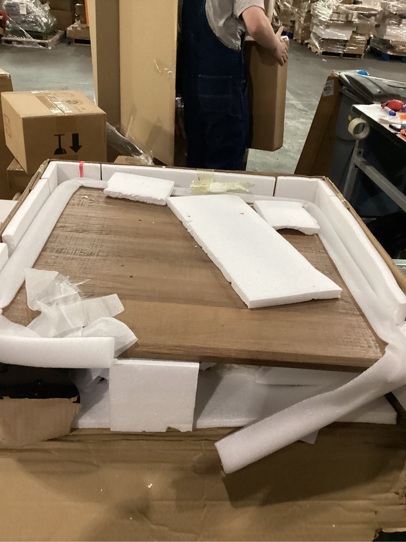 Condition photo showing New/Like New for Walnut Square Tulip Table for 2, 24 Inch Small Dining Table with Metal Pedestal Base for Kitchen, Mid-Century Modern Table with Round Corners for Living Room, Cafe and Home Office