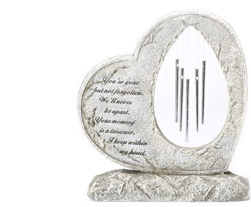 Roman Your Memory Treasure Within Heart 12 Inch Resin Stone Garden Chime Figurine