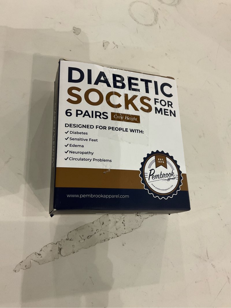 Pembrook Diabetic Socks for Men - 6 Pairs Crew Men's Black Diabetic Socks Mens 10-13 for Neuropathy,