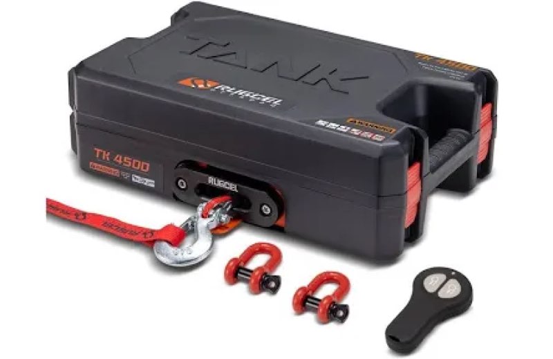 RUGCEL WINCH Portable Winch 12V DC Electric Utility winch,4000lb/2041kg Single Line Pull with Steel 