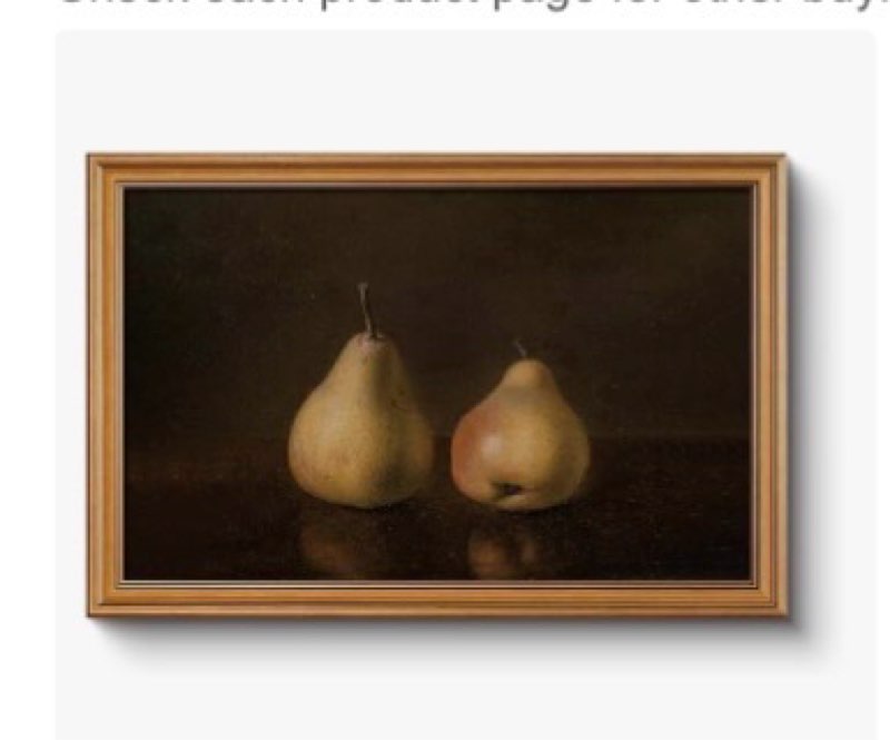 whasayart gold framed vintage wall art for living room, pear fruits painting prints shelf decor for 